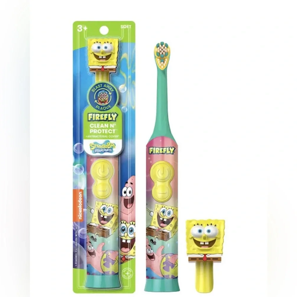 Spongebob squarepants Firefly Clean‎ N' Protect Power Toothbrush new